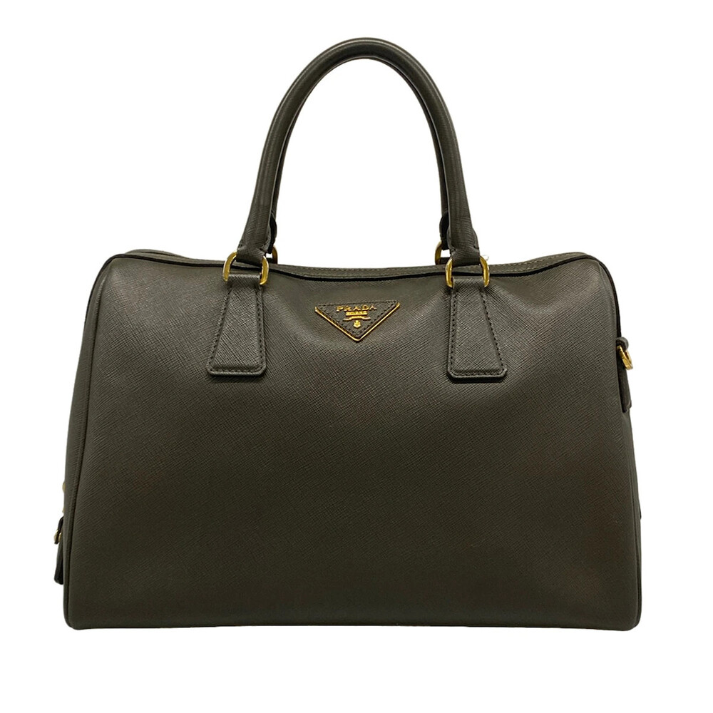 Prada Khaki Gray Leather Handbag #310084P10B